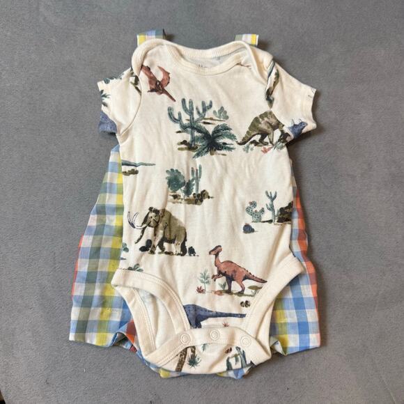 Vintage Tiny Tots Romper Shortalls Gingham Check Romper Baby Boy 3 months 0-6 - Picture 6 of 8